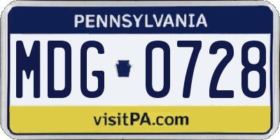 PA license plate MDG0728