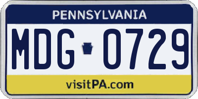 PA license plate MDG0729