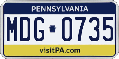 PA license plate MDG0735