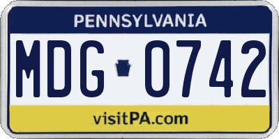PA license plate MDG0742