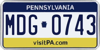 PA license plate MDG0743