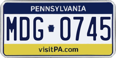 PA license plate MDG0745