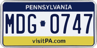 PA license plate MDG0747