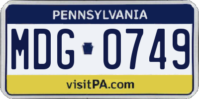 PA license plate MDG0749