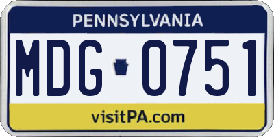 PA license plate MDG0751