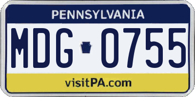 PA license plate MDG0755