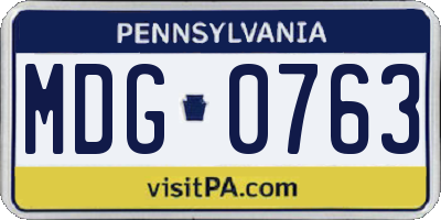 PA license plate MDG0763