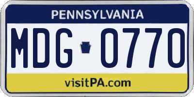 PA license plate MDG0770