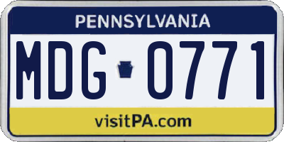 PA license plate MDG0771