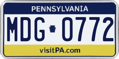 PA license plate MDG0772