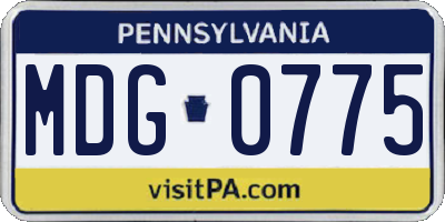 PA license plate MDG0775