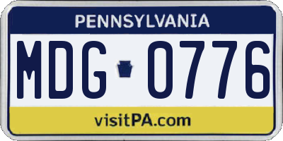 PA license plate MDG0776