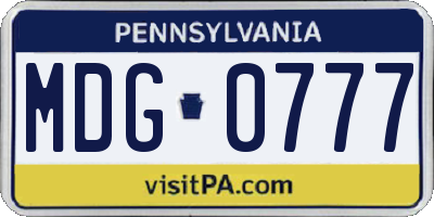 PA license plate MDG0777