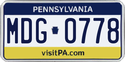 PA license plate MDG0778