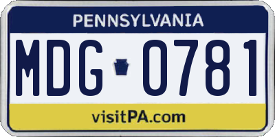 PA license plate MDG0781