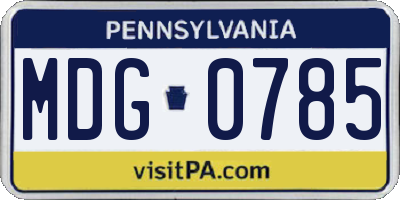 PA license plate MDG0785