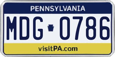 PA license plate MDG0786