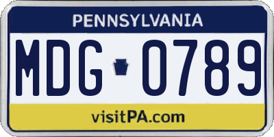 PA license plate MDG0789