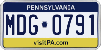 PA license plate MDG0791