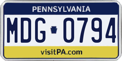 PA license plate MDG0794