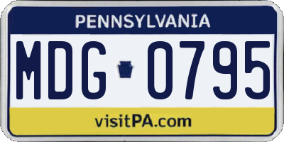 PA license plate MDG0795