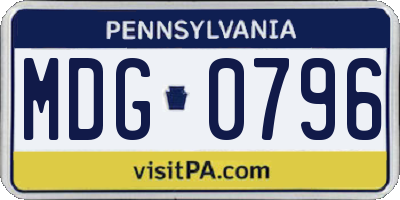 PA license plate MDG0796