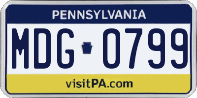 PA license plate MDG0799