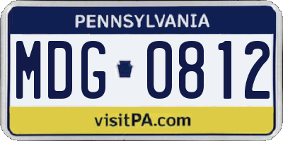 PA license plate MDG0812