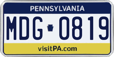 PA license plate MDG0819