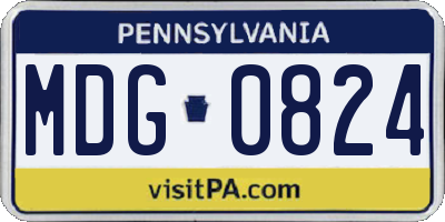 PA license plate MDG0824