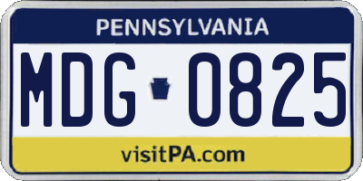 PA license plate MDG0825