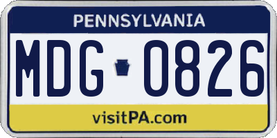 PA license plate MDG0826