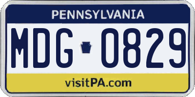 PA license plate MDG0829