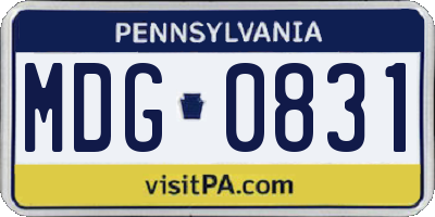 PA license plate MDG0831