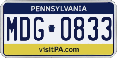 PA license plate MDG0833
