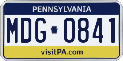 PA license plate MDG0841