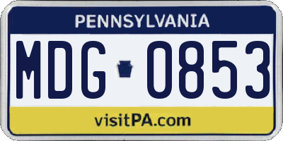 PA license plate MDG0853