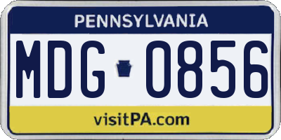 PA license plate MDG0856