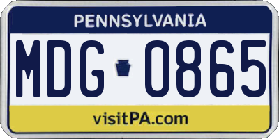 PA license plate MDG0865