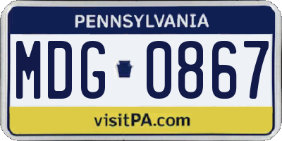 PA license plate MDG0867