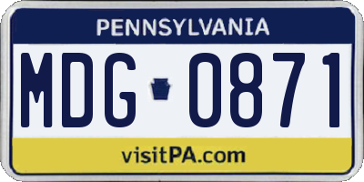 PA license plate MDG0871