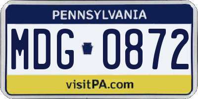PA license plate MDG0872