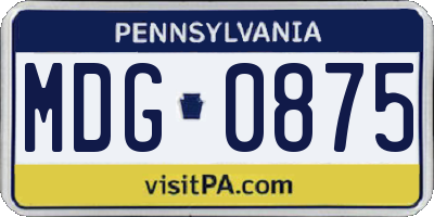 PA license plate MDG0875