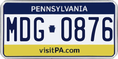 PA license plate MDG0876