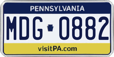 PA license plate MDG0882