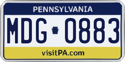 PA license plate MDG0883