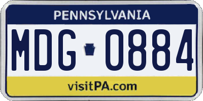 PA license plate MDG0884