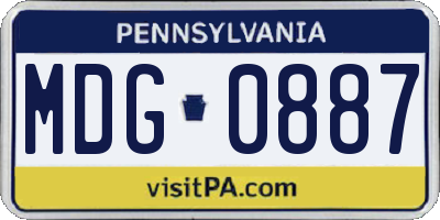 PA license plate MDG0887
