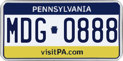 PA license plate MDG0888