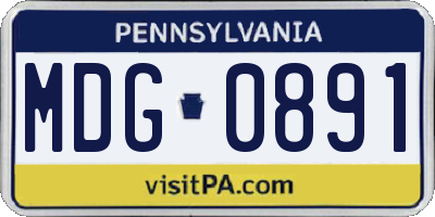 PA license plate MDG0891
